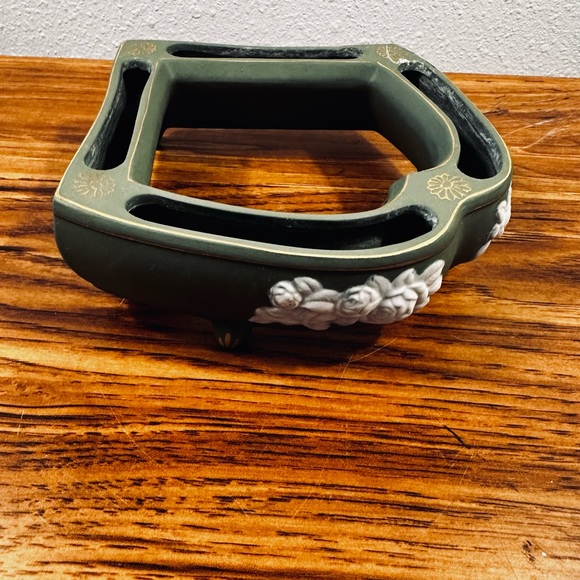 Vintage Jasperware Flower Ring Green Footed No Chips/Cracks - Picture 3 of 9